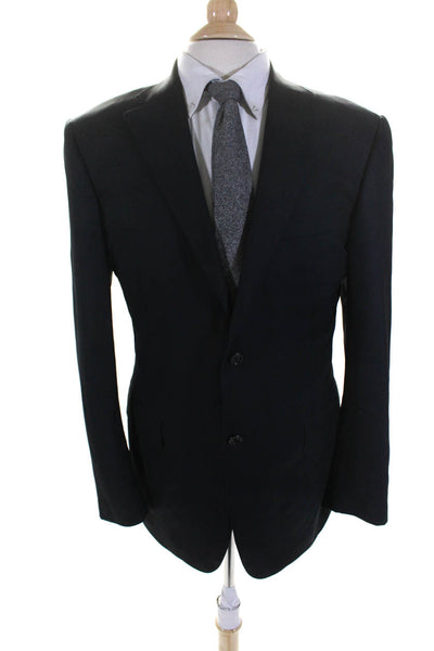 Canali Mens Two Button Blazer Jacket Black Wool Size EUR 50 Regular