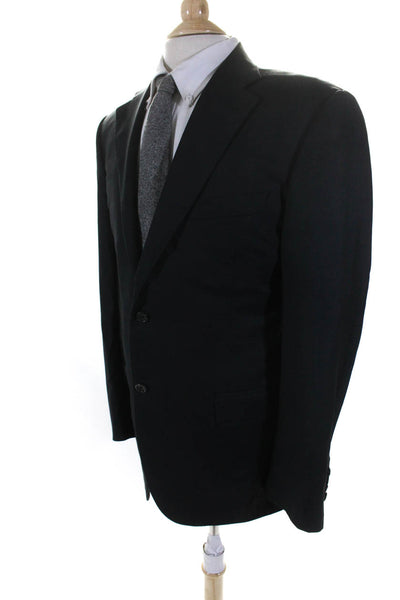 Canali Mens Two Button Blazer Jacket Black Wool Size EUR 50 Regular