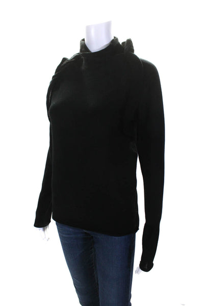 IRO Womens Abou Knit Mesh Ruffle Turtleneck Sweater Black Size Medium