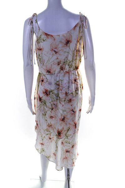 Haute Hippie Womens White Pink Floral V-Neck Sleeveless Shift Dress Size M