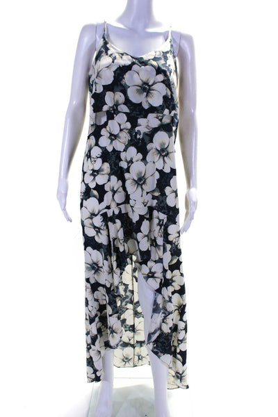 Intermix Womens Gray/White Floral Scoop Neck Sleeveless Hi-Low Dress Size L