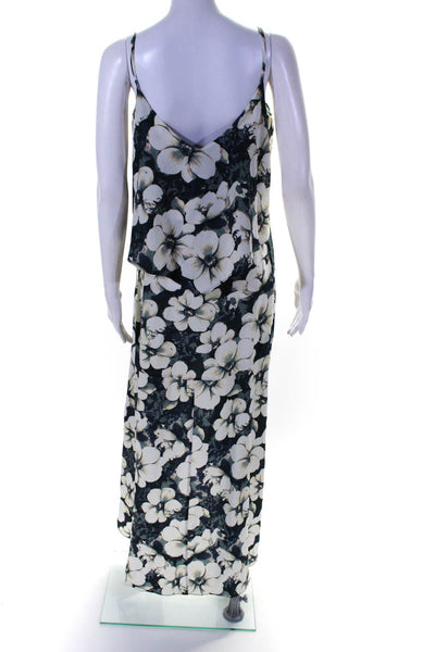 Intermix Womens Gray/White Floral Scoop Neck Sleeveless Hi-Low Dress Size L