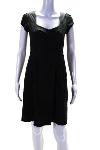 Nanette Lepore Womens Black V-Neck Drape Detail Cap Sleeve Shift Dress Size 2