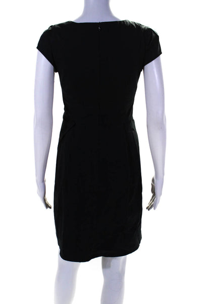 Nanette Lepore Womens Black V-Neck Drape Detail Cap Sleeve Shift Dress Size 2