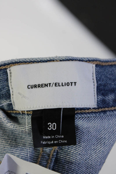 Current/Elliott Womens Blue Light Wash High Rise Straight Leg Jeans Size 30