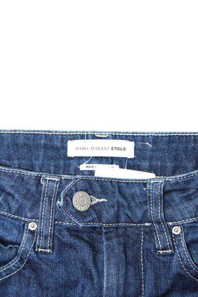 Isabel Marant Etoile Womens Dark Wash Mid Rise Slim Flared Jeans Blue Size 34