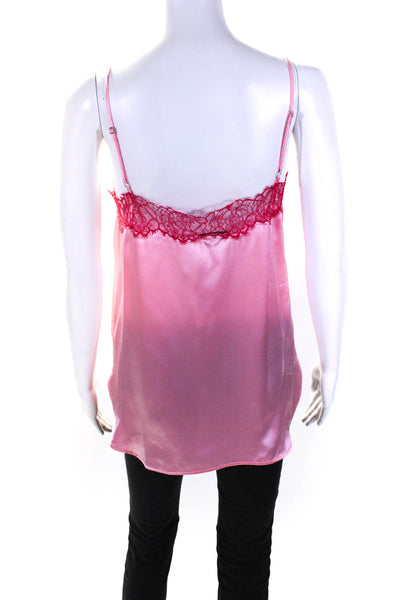 Sandro Paris Womens Floral Lace Trimmed Sleeveless Cami Top Pink Size XS