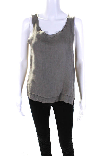 Kristensen Du Nord Womens Scoop Neck Sleeveless Layered Tank Top Gray Size 0