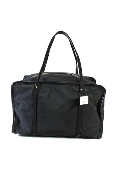 Kate Spade Womens Leather Trim Zip Duffle Bag Black Size L