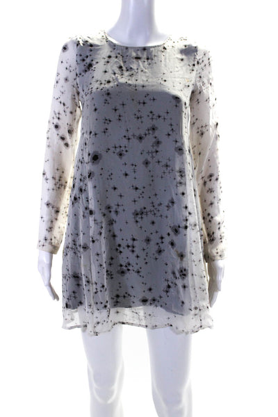 Religion Womens Layered Spotted Print Long Sleeve Zipped Dress White Size XS