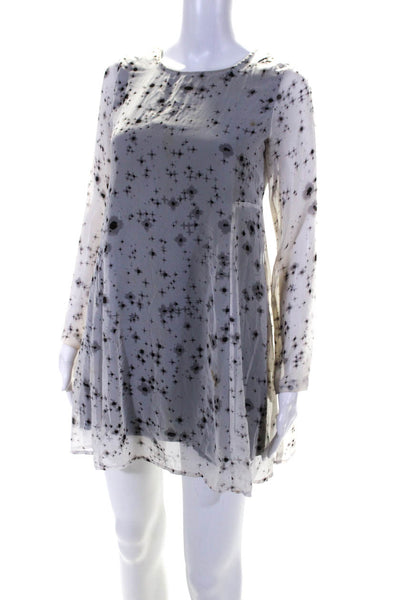 Religion Womens Layered Spotted Print Long Sleeve Zipped Dress White Size XS