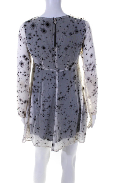 Religion Womens Layered Spotted Print Long Sleeve Zipped Dress White Size XS