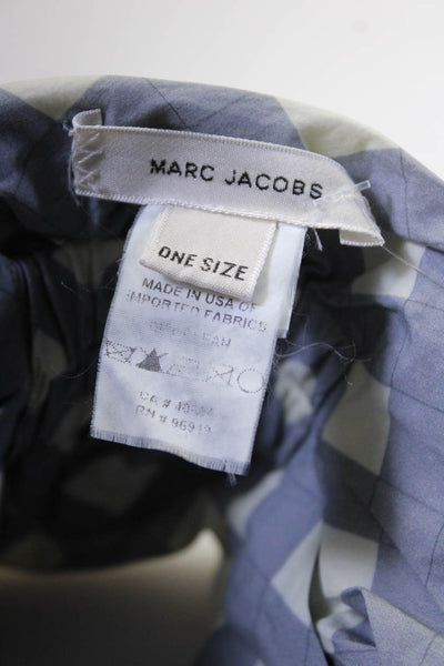 Marc Jacobs Womens Cotton Check Print Knotted Front Scrunch Headband Gray Ivory