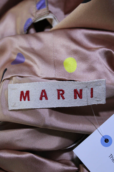 Marni Womens Mauve Silk Tie Neck Polka Dot Sleeveless Blouse Top Size 42
