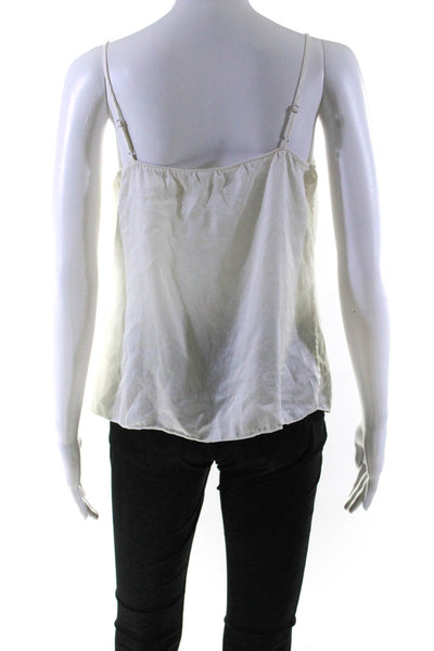 Elie Tahari Womens Silk Crochet Trim Spaghetti Strap Tank Top White Size Small