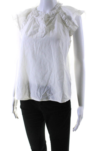 Othilia Womens Ruffled Babydoll Blouse White Cotton Size Extra Small