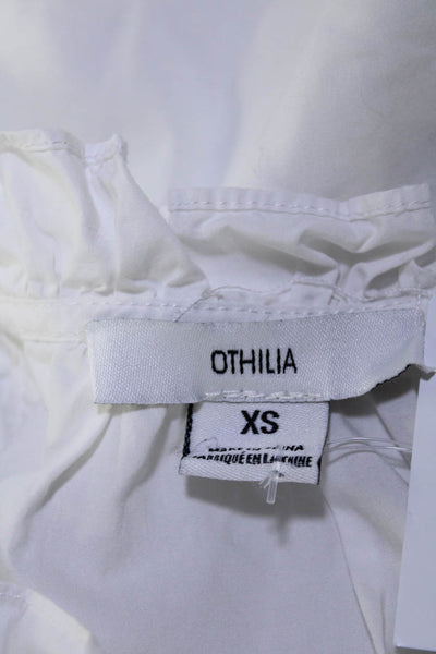 Othilia Womens Ruffled Babydoll Blouse White Cotton Size Extra Small