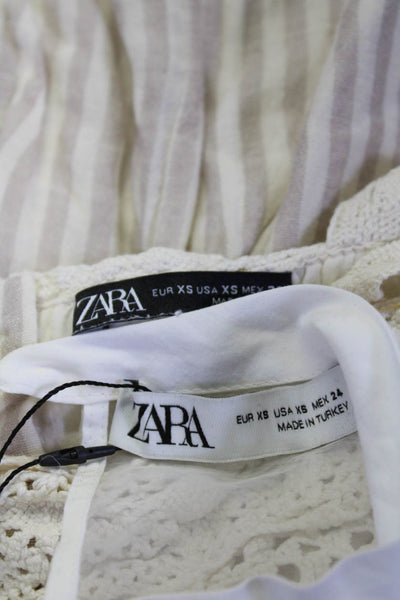 Zara Womens Spaghetti Strap Smocked Ruffle Shift Dress White Size XS Lot 3