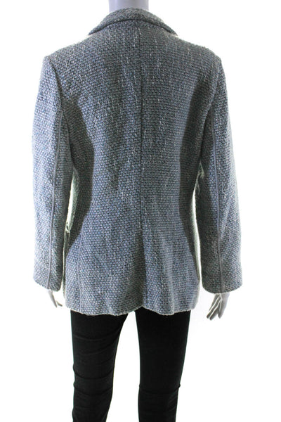 Armani Collezioni Womens Light Blue Wool One Button Long Sleeve Blazer Size 12