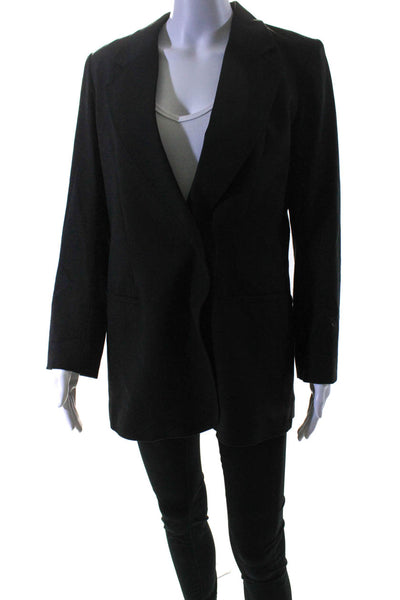 Joseph Essentials Womens Black Wool No Button Long Sleeve Blazer Size M