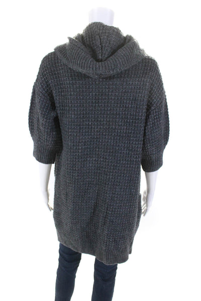 Vince Women's Hood Short Sleeves Open Front Cardigan Sweater Gray Size M