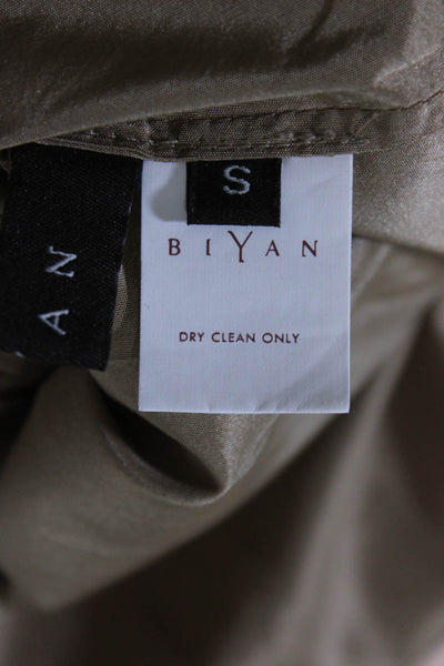 Biyan Womens Short Sleeve Crew Neck Oversized Dress Brown Silk Size Small