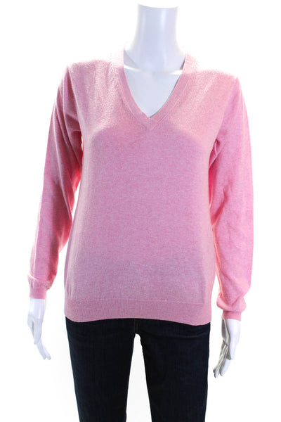 Peter Millar Womens Long Sleeves V Neck Sweater Pink Cotton Size Medium