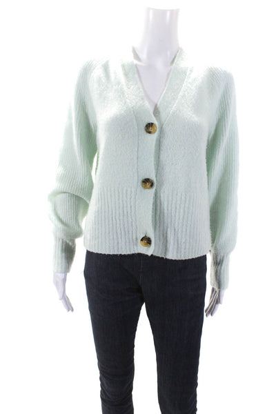 Whistles Women's Long Sleeves Button Down Cardigan Sweater Green Size XS