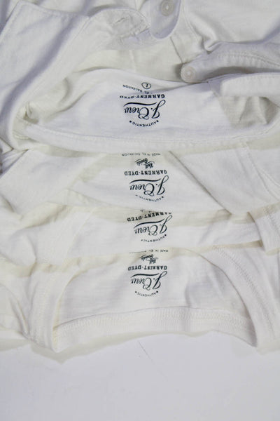 J Crew Mens Cotton Round Neck Short Sleeve Henley T-Shirt White Size S L Lot 4