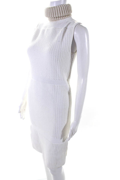 Intermix Womens Woven Sleeveless Turtleneck Sweater Dress White Size Petite