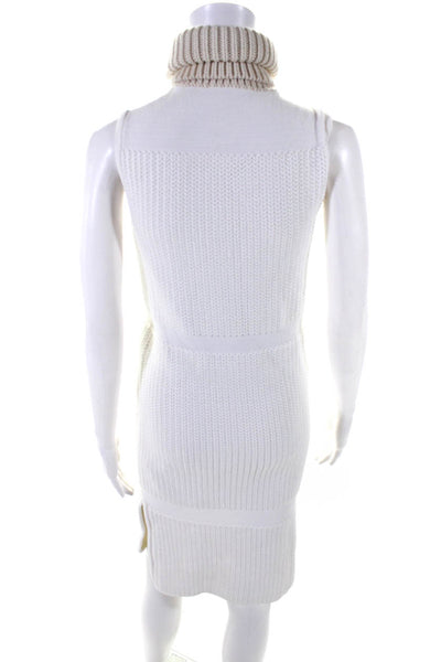 Intermix Womens Woven Sleeveless Turtleneck Sweater Dress White Size Petite