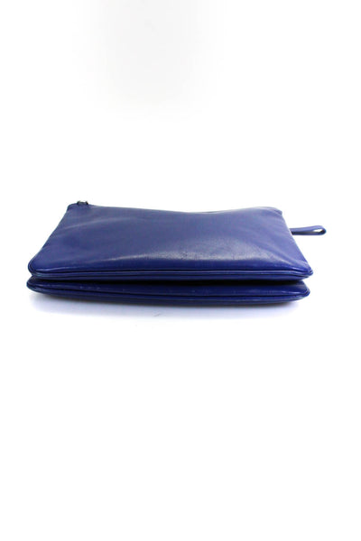 Sandro Wolmens Leather Silver Tone Wristlet Handbag Navy Blue