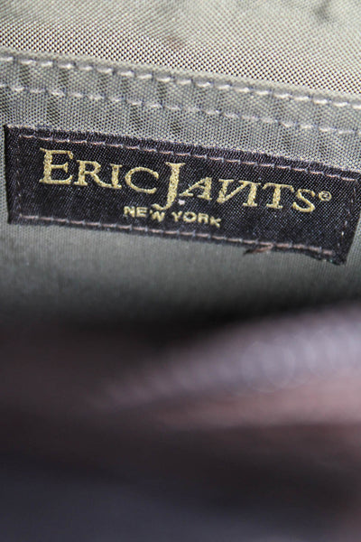 Eric Javits Womens Leather Gold Tone  Zipper Closure Shoulder Handbag Brown