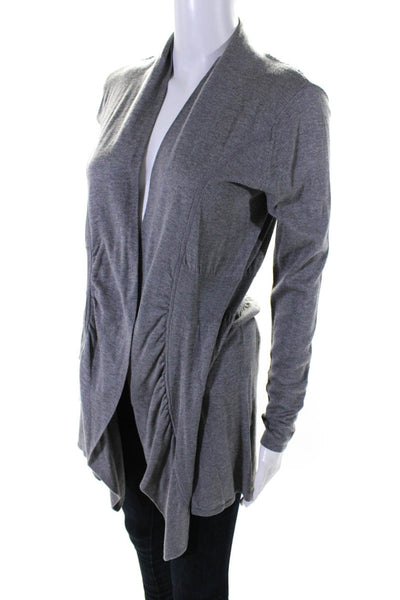 Magaschoni Womens Silk Open Front Long Sleeve Draped Cardigan Gray Size M