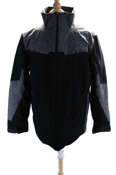 Spyder Mens Two Tone Full Zip Insulated Waterproof Activewear Coat Black Size L