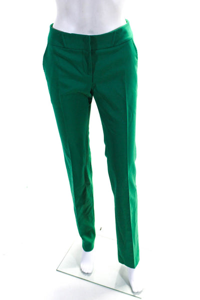 Gizia Womens Hook & Eye Zipped Flat Front Straight Leg Pants Green Size EUR36
