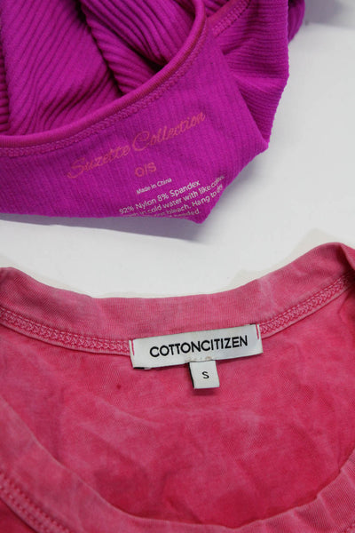 Cotton Citizen Suzette Collection Womens Ribbed Tops Pink Size OS S Lot 2