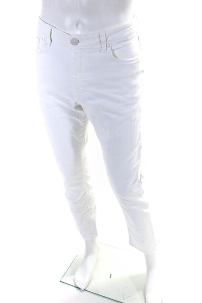 Monfrere Mens Brando Straight Leg Mid Rise Jeans White Cotton Size 34