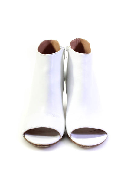 Maison Martin Margiela Womens Side Zip Block Heel Peep Toe Booties White Size 36