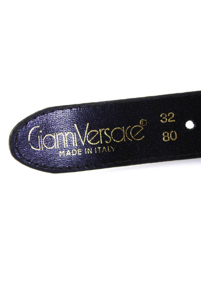 Gianni Versace Womens Skinny Width Colorblock Buckle Belt Blue Gray Size 32