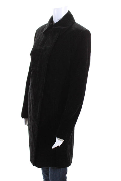 Calvin Klein Womens Solid Black Velour Collar Long Sleeve Coat Size XS