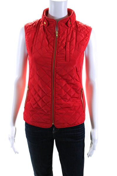 Tyler Boe Womens Full Zip Sleeveless Quilted Puffer vest Red Size S