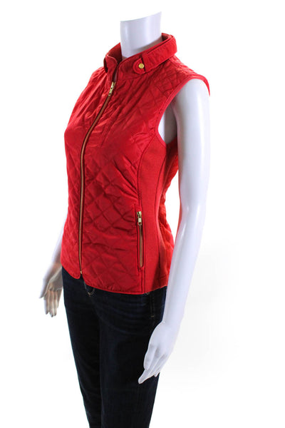 Tyler Boe Womens Full Zip Sleeveless Quilted Puffer vest Red Size S