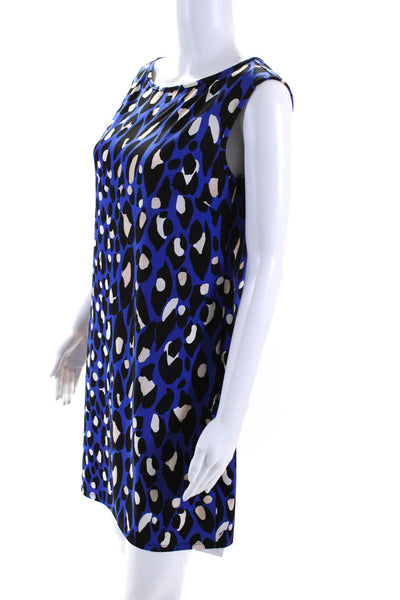 Trina Trina Turk Womens Leopard Print Boat Neck Mini Tank Dress Navy Blue Size M