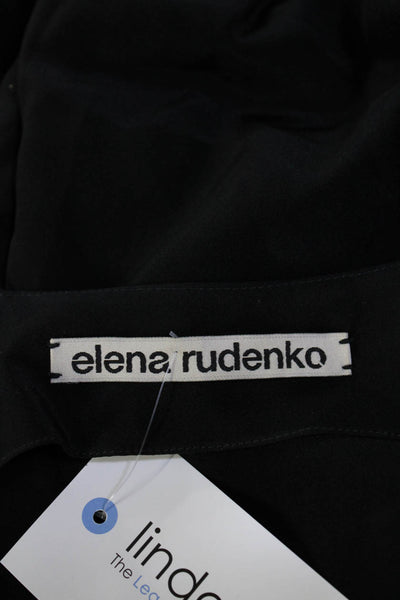 Elena Rudenko Womens Metallic Striped Halter Side Slit Silk Dress Black Small