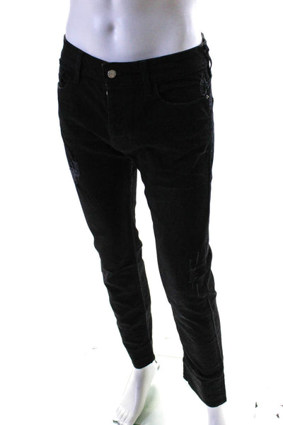 IRO Mens Zipper Fly Distressed Slim Cut Jeans Black Denim Size 31