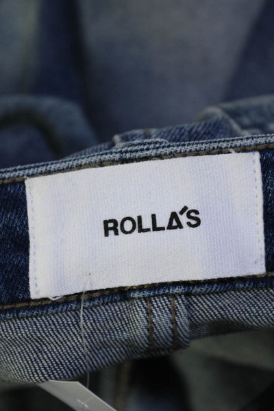 Rollas Mens Zipper Fly Medium Wash Thin Captain Slim Cut Jeans Blue Size 30x32