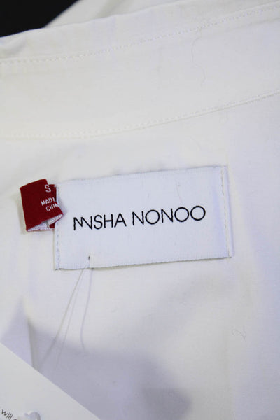Nasha Nonoo Womens Button Front Long Sleeve Collared Shirt White Cotton Small