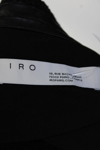 IRO Womens Awa Leather Trim Chunky Weave Open Front Jacket Gray Size FR 38