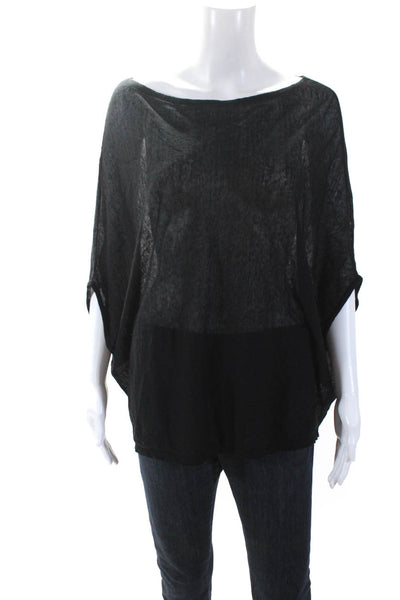 Snobby Sheep Womens Black Crew Neck Short Sleeve Oversized Blouse Top Size M